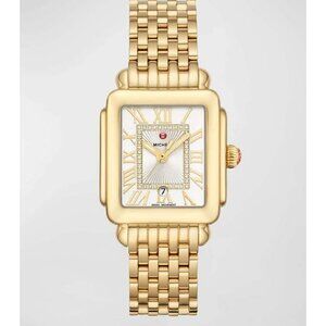 MICHELE Deco Madison Mid Gold Diamond Dial Watch